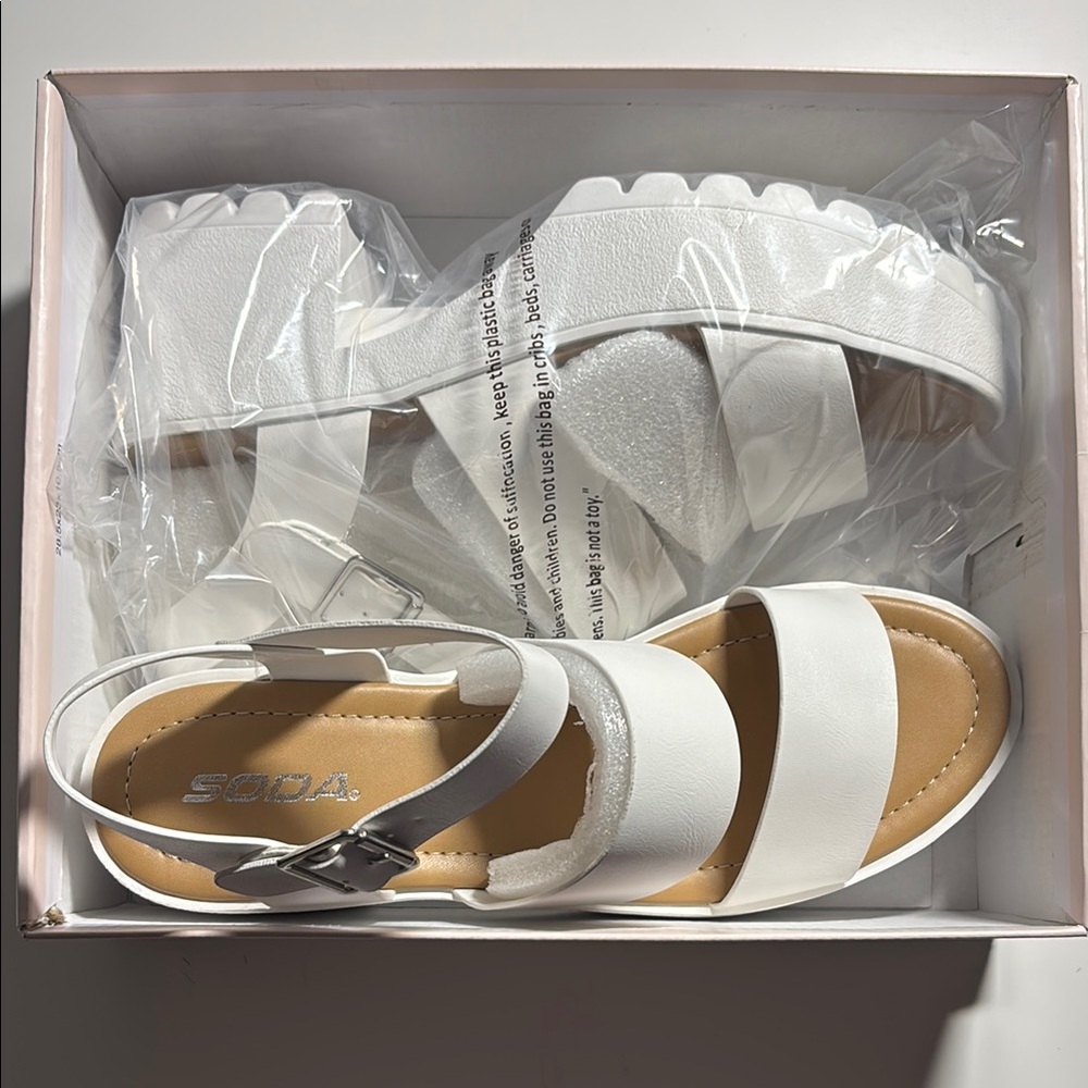 Soda Women's White Sandal Platforms